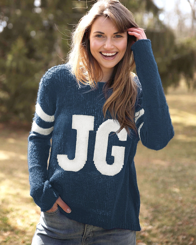Customizable Number Jersey Crew Lightweight Sweater - Highline Blue