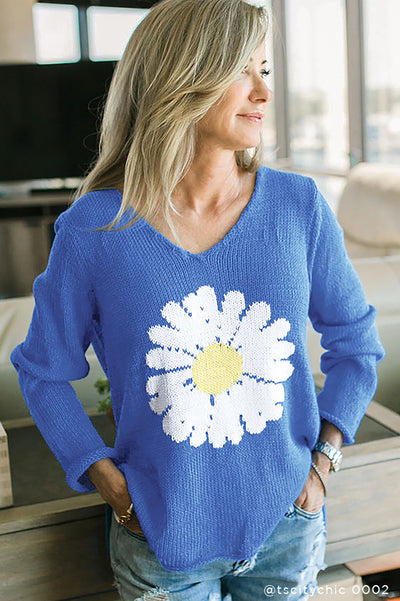 Chunky Cropped Floral Cardigan, Oversize Flower Knitted Sweater, Oversize  Wool Cardigan With Daisies, Hand-knitted Oversized Daisy Sweater -   Canada