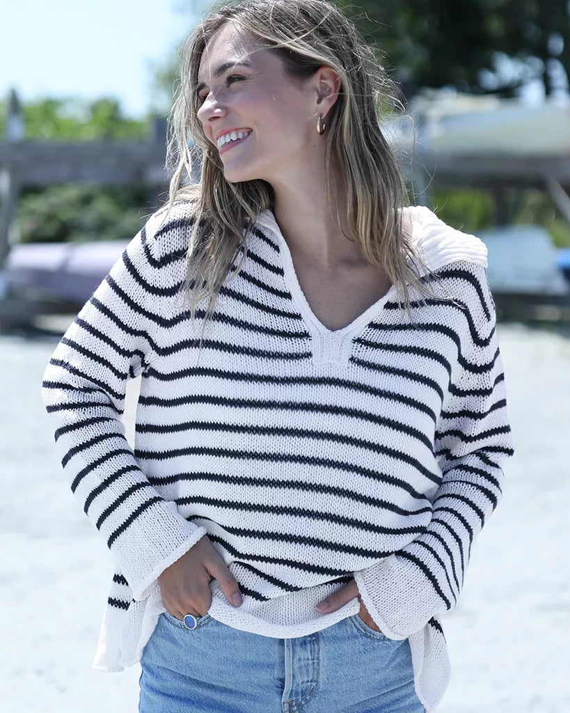 MARIN STRIPED POLO TOP COTTON