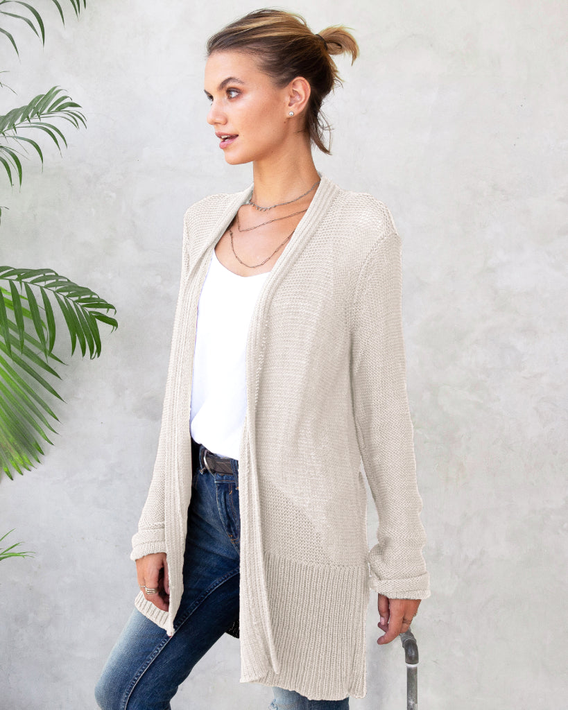Eryn Cardigan Cotton Sweater - Blush Champagne | Wooden Ships