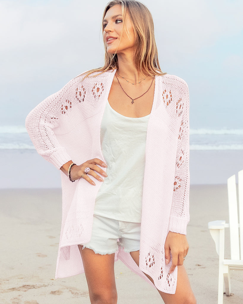 Renee Cardigan Cotton Sweater - Pink Whim | Wooden Ships Renee Cardigan Cotton Sweater - Pink Whim | Wooden Ships