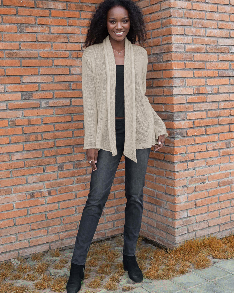 Wrap Cardigan Lightweight Women s Sweaters Wooden Ships Knits X S 2 4 Covert Beige